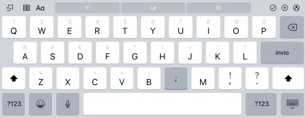 Tastiera QuickType Lettere, numeri, simboli, punteggiatura: ora è tutto sulla stessa
