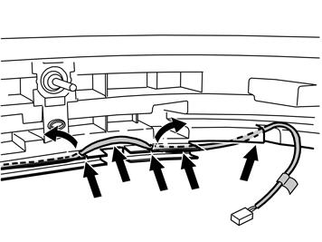 R8601047 13 Lato destro: Premere in su uno dei lembi dello strato e infilare il conduttore nel foro precedentemente praticato.