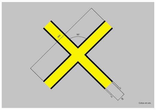 4.3.5 Marking per zone non idonee al rullaggio o interdette. 4.3.5.1 Una o più croci come illustrato alla Figura 7.