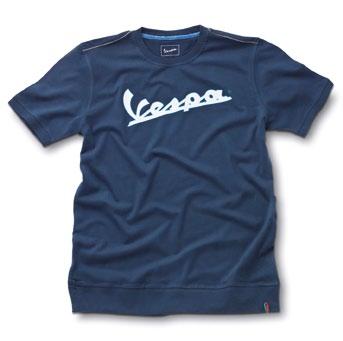 T-shirt LOGO donna T-shirt uomo in jersey smerigliato di cotone manica corta. Stampa logo Vespa bicolore a petto, piping rifrangente sulle spalle.