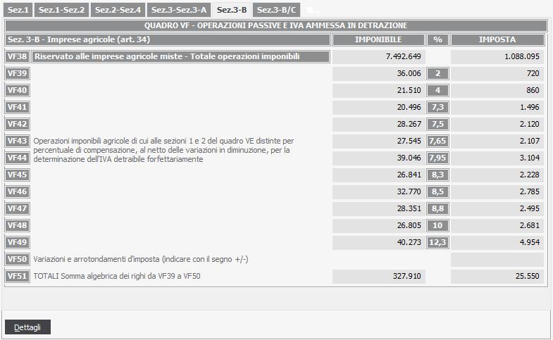 A V V E R T E N Z A La sezione delle operazioni esenti è compilata solo in presenza di operazioni esenti indicate al rigo VE33 e solo se è stata espressamente richiesta la sua compilazione rendendo