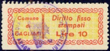 25 su L. 10 rosso Carta bianca, liscia.