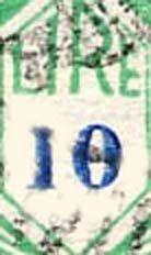 28 L. 10 blu, verde Carta color sabbia.