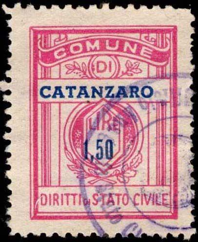 Catanzaro 29 L. 1,50 blu, ciclamino 21x27.