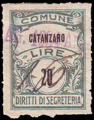 9 L: 20 verde 1942/< Carta bianca, liscia. Stampa mm. 21x26.