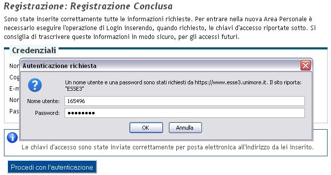 Clicca ed inserisci nei campi Nome Utente e Password il Nome Utente e la Password appena rilasciate (Fig. 10). Fig. 10 Finestra di Login 2.