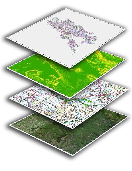 Piani informativi La cartografia è composta da diversi piani informativi, che possono essere uniti per realizzare cartografie