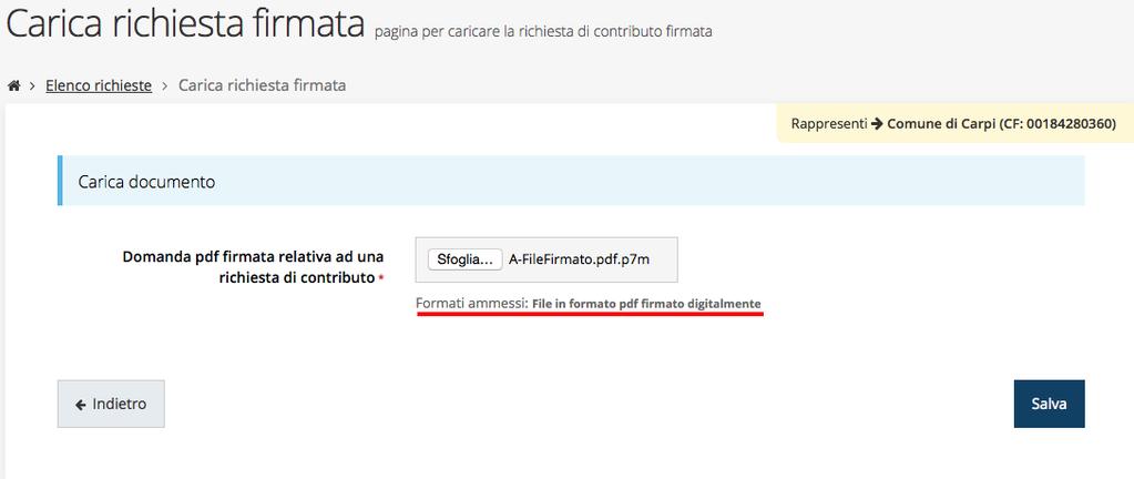 3.8 Firma della richiesta Dopo aver scaricato la richiesta, è necessario procedere con il proprio kit di firma alla firma digitale del documento pdf.