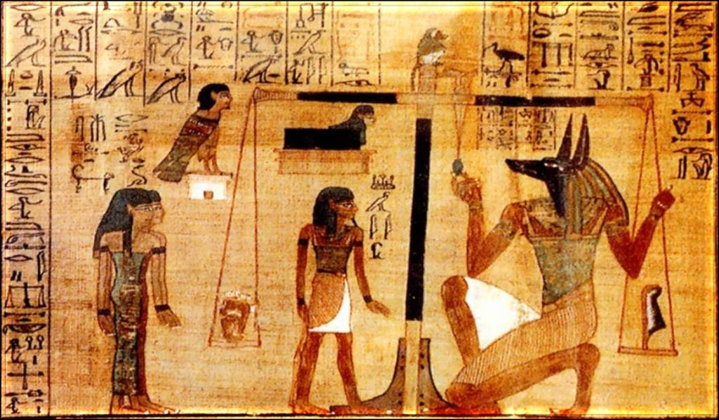 Gli Egizi pensavano che l anima del defunto si presentasse ad Anubi, il dio della morte, per essere giudicato.