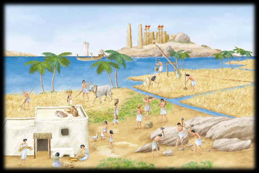 LA PARTICOLARITÀ DEL TERRITORIO EGIZIO Le periodiche alluvioni del fiume depositavano sul terreno il limo, un fango che rendeva molto fertili i campi, tanto che gli egiziani potevano