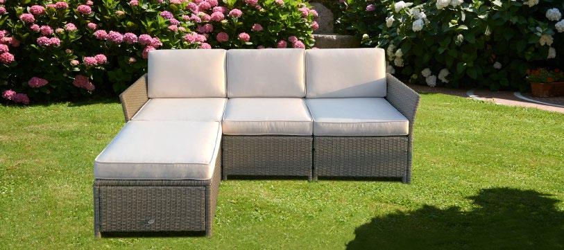 EOLIE Mobili patio in polyrattan piatto stretto, struttura in acciaio verniciato. Completo di cuscini. Flat wicker polyrattan patio furniture steel frame with powder coated. With cushions.