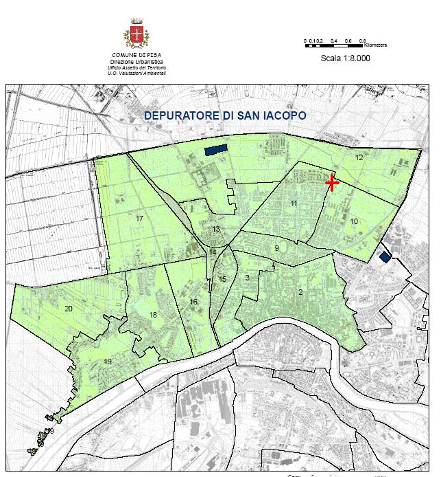 Di seguito è rappresentata l area del bacino di depurazione per il conferimento dei reflui civili