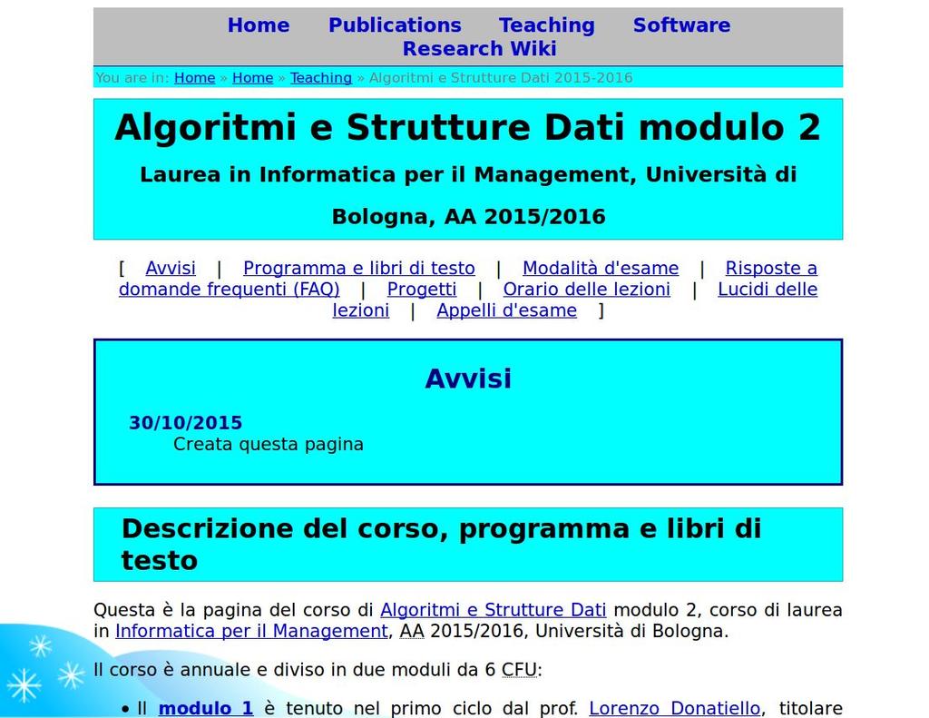 Sito web del modulo 2 http://www.moreno.marzolla.