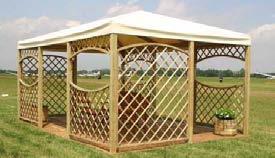 GAZEBO RETTANGOLARE In pino impregnato, sezioni utilizzate: pilastri 90x90 mm, corona 45x145