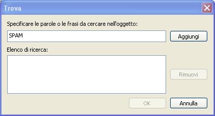 1) Nella finestra Passaggio 1, selezionare la voce Sposta i messaggi con parole specifiche nell oggetto in una cartella. Cliccate sulla voce (in colore blu) parole specifiche.