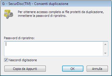 Accesso ai dischi SecurDisc La chiave pubblica è stata accettata e i file sono pronti per l'accesso. Viene di nuovo visualizzata la finestra SecurDisc Funzioni dell'unità e del disco. 6.