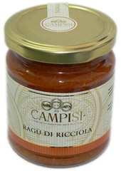 RICCIOLA - Sugo pronto INGREDIENTI: polpa di pomodoro, ricciola, olio di oliva, capperi, peperoncino,