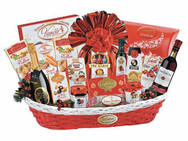 89,70 74,09 Gran Cadeau Cesto lungo ovale rosso e bianco Panettone Tre Marie incarto a mano 750 g Spumante extra dry Mionetto Oro 11 750 ml Vino Cabernet Sant Orsola 11 750 ml Scatola Pasticceria