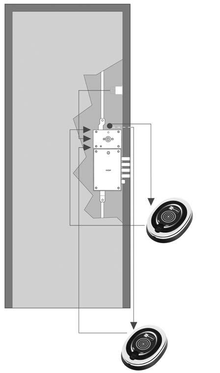 superiore, a chiave elettronica con transponder (MMCODE) che agisce in combinazione con la serratura inferiore, bloccando lo scorrimento delle aste e