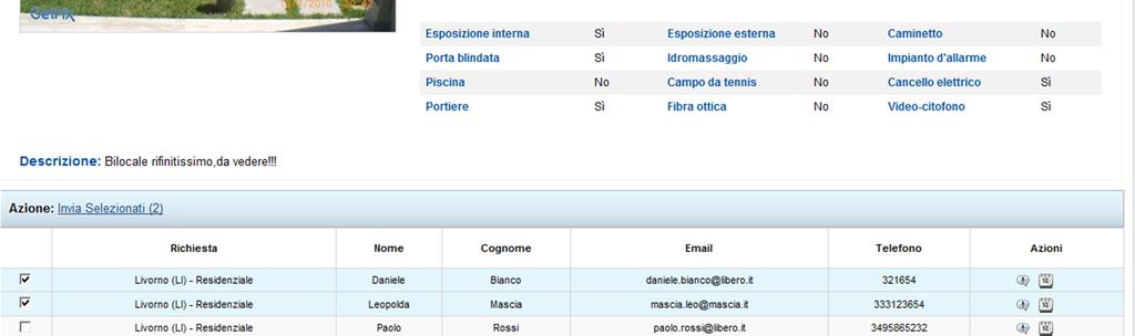 Cliccando sulla scritta n Richieste verranno visualizzate le richieste compatibili con l immobile inserito.