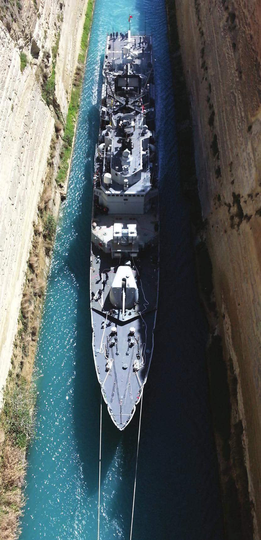 Niris 14 Il rientro verso Taranto della fregata Aliseo ha previsto l attraversamento del canale di Corinto, per la seconda volta in meno di sei mesi.