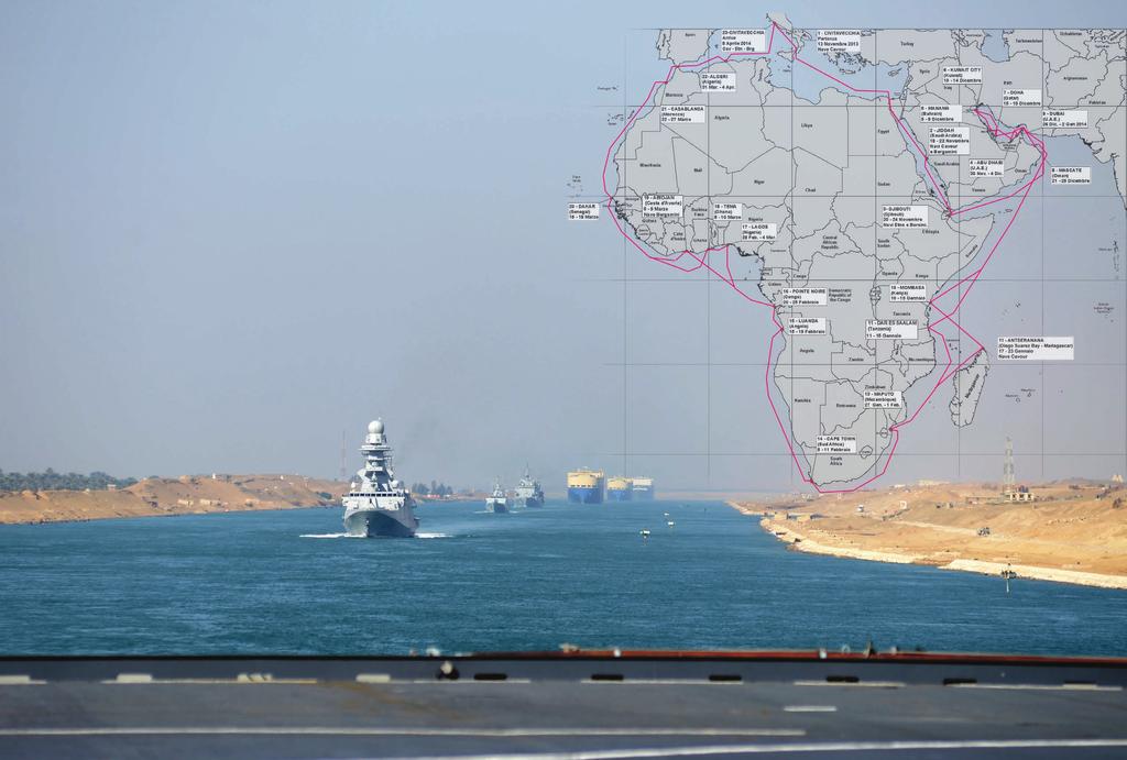 L ItInerarIo Una scia lunga oltre ventimila miglia L attraversamento del canale di Suez per raggiungere l oceano Indiano, poi le soste nei paesi del golfo arabico e il periplo dell africa, per