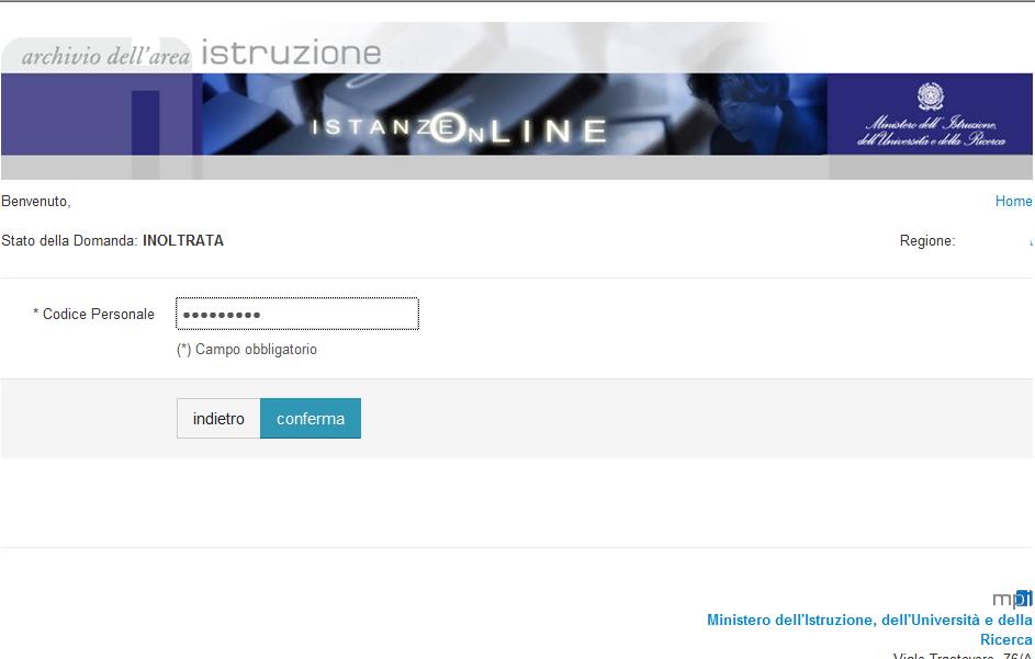 Il sistema prospetterà quindi una pagina per validare l operazione richiesta.