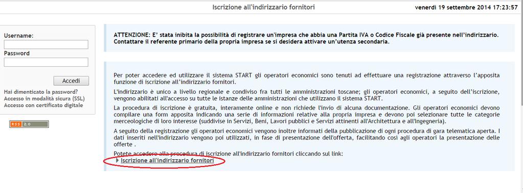 Iscrizione Comparsa la schermata sottostante cliccare su