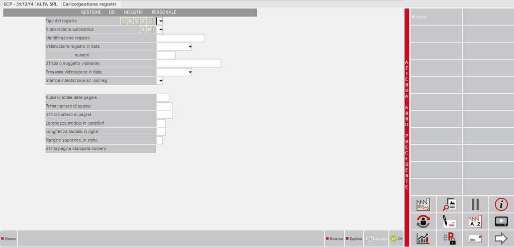 Alla conferma si procede con l impostazione del registro.