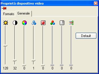 Cattura di video da videocamere e altri dispositivi di cattura esterni Se nell'elenco di selezione Dispositivo di cattura è stato selezionato un dispositivo di cattura video, nella finestra Proprietà