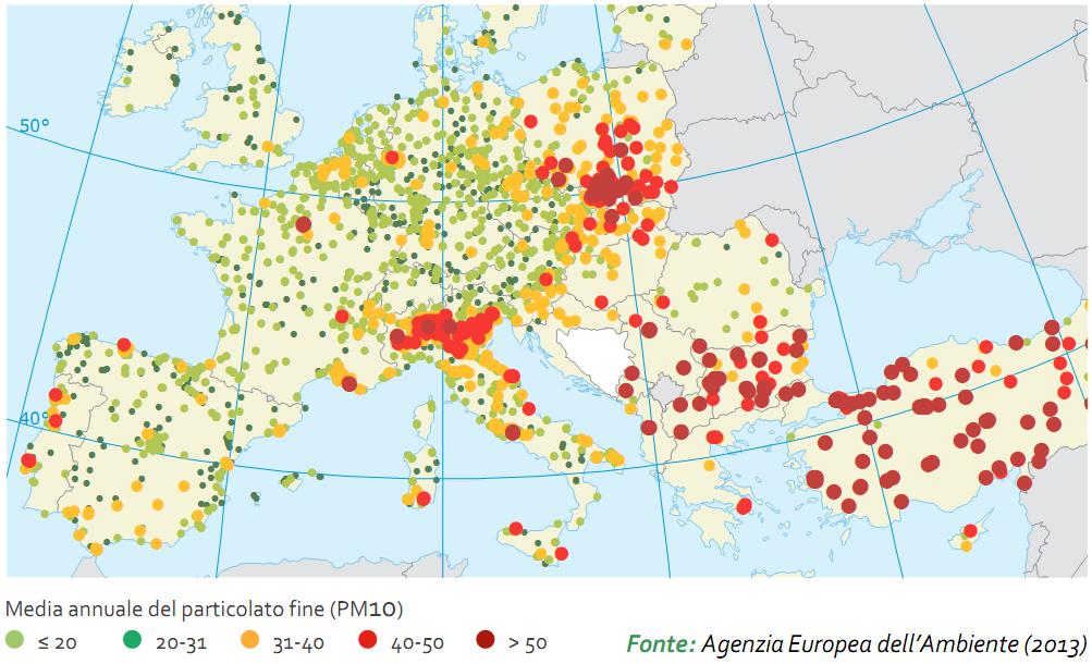 Concentrazioni medie annuali di PM1 in