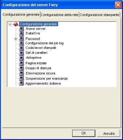 CONFIGURAZIONE DI FIERY EXP8000 DA UN COMPUTER IN RETE 23 Viene visualizzata la finestra per la configurazione.