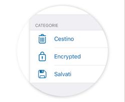 3.4 CATEGORIE Nell area Categorie vengono elencati i file presenti in LiveBox suddivisi per categorie: Cestino, Encrypted e Salvati.