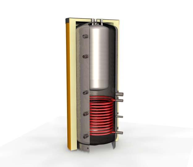 VOLANI TERMICI CON ACCUMULO A.C.S. -KBS- Volano termico per acqua di riscaldamento con serbatoio interno di accumulo per acqua calda sanitaria vetrificato (sistema tank in tank).