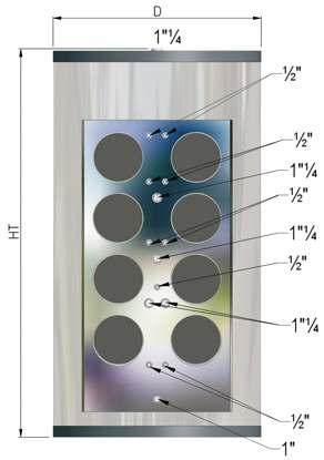 L inserimento in verticale degli scambiatori permettono di immettere o ricavare fluidi a temperature diverse grazie alla temperatura di stratificazione del serbatoio ed al diaframma interno.