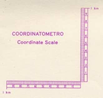 Il Coordinatometro (4ª FASE) Si trova a lato della tavoletta Per la scala 1:25000 è