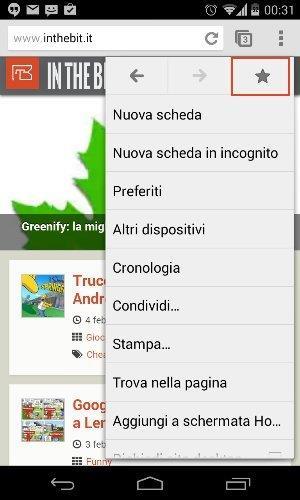 preferiti su chrome Cliccare sulla