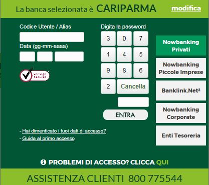 COMPILAZIONE IN FASE DI ACCESSO Dopo aver selezionato Nowbanking Privati o Nowbanking Piccole Imprese,