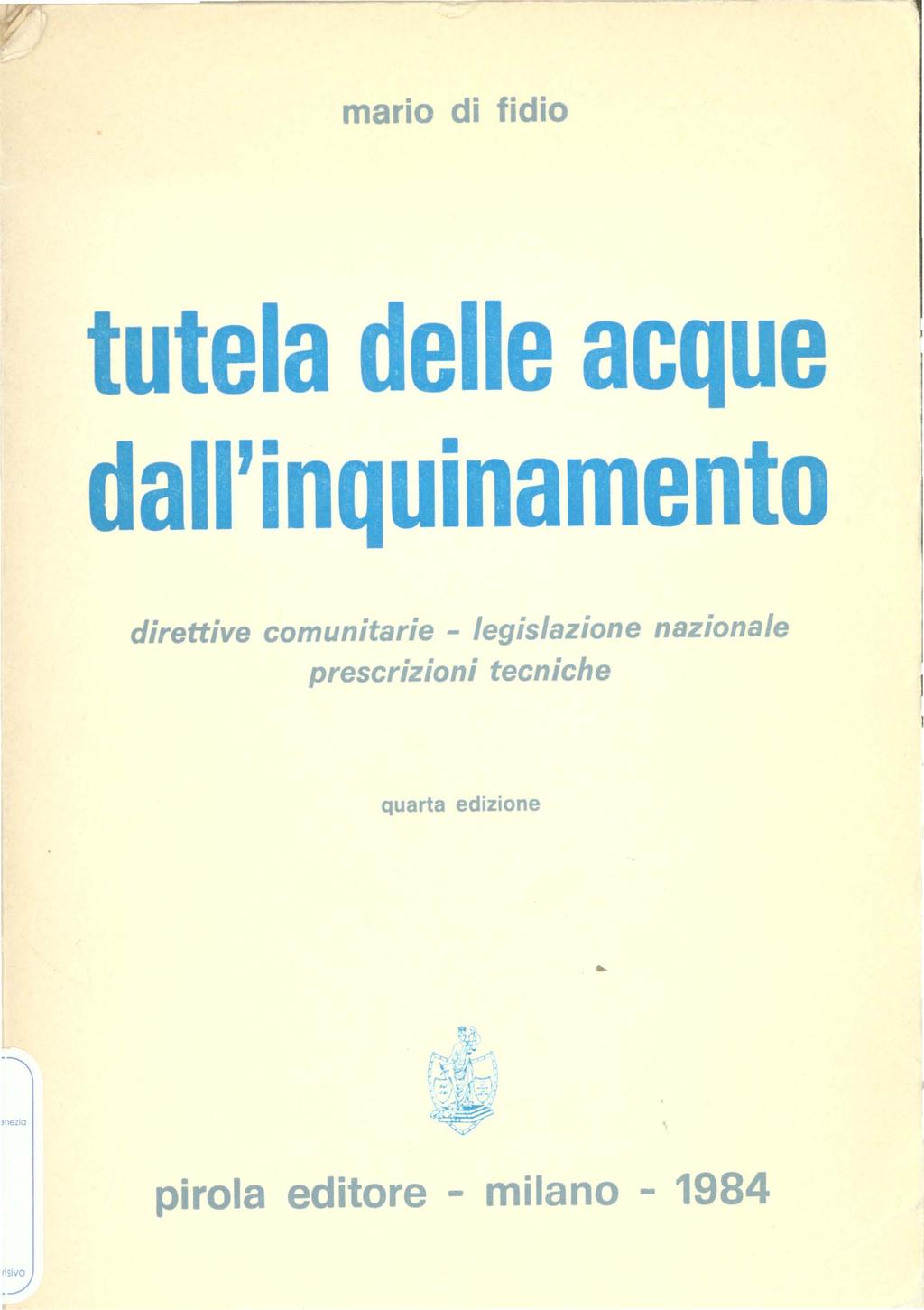 1isivo mario di fidio tutela delle acque dall'inquinamento direttive comunitarie -