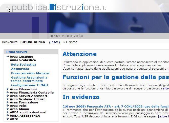 Figura 2 - Portale SIDI In caso di esito negativo, viene ripresentata la maschera di Login per una nuova