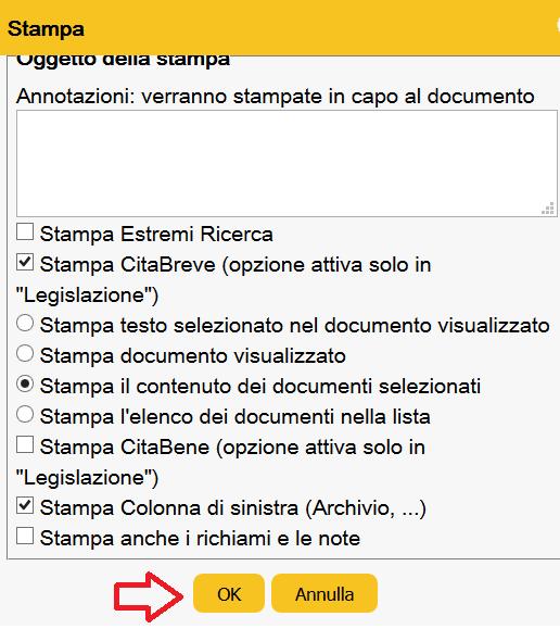 aggiornare la lista dei documenti da salvare o stampare con l'apposito pulsante presente nella pagina di accesso alla banca dati e visualizzare i documenti **Sempre all interno della rete di Ateneo è