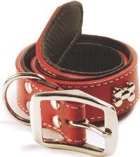 Leather leash with silver-plated bone -shaped