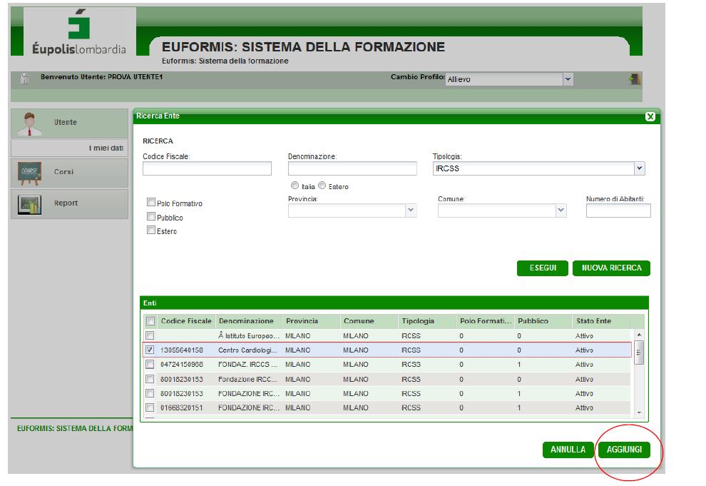 figura: Figura 10 Studi e Professioni Selezionare (cliccando il campo TIPOLOGIA e cliccando