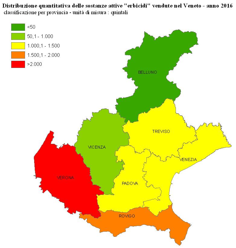 Figura 2. Vendite di erbicidi (totali) nel Veneto - anno 216 Figura 3.