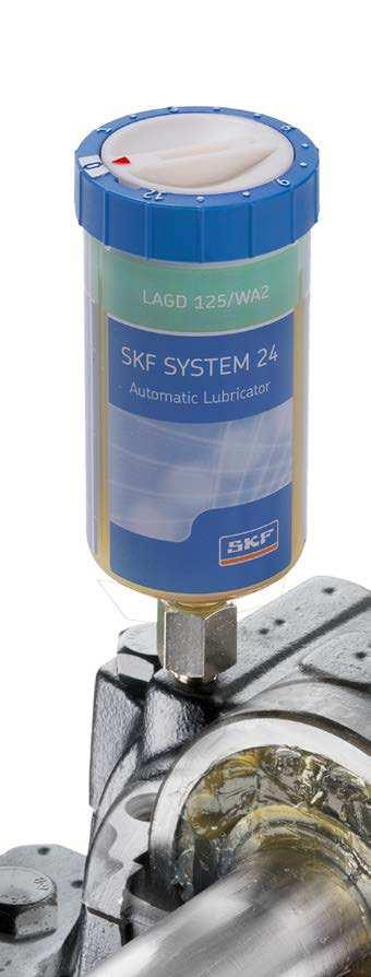 SKF SYSTEM 24 Lubrificatori automatici monopunto azionati a gas SKF Serie LAGD Queste unità sono fornite pronte all uso e vengono riempite con vari tipi di lubrificanti SKF di alta qualità.