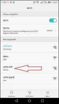 Manuale d utilizzo di UNITO-WIFI v 5.02.00 11 Selezionare UNITO-WIFI.