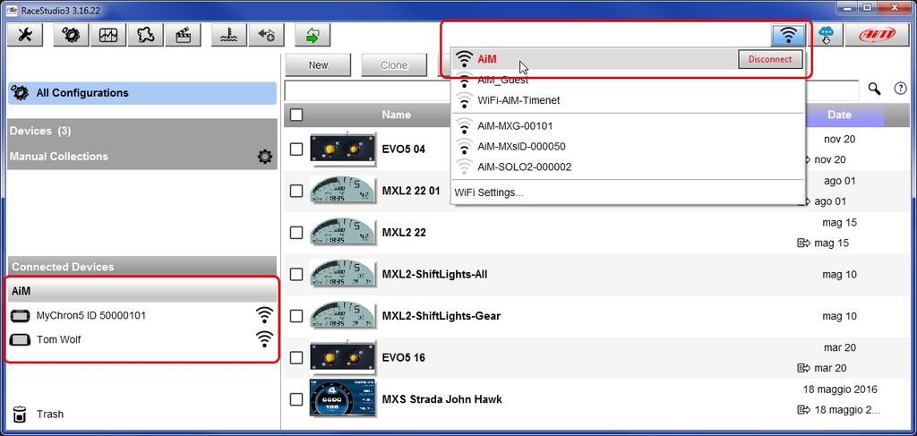 Come detto nell introduzione, quando si collega il dispositivo AiM device ad una rete esistente ci sono due livelli di sicurezza disponibili: Autenticazione di rete: Wi-Fi password.