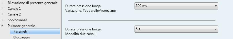 5. Parametro sensore a tasti Nei paragrafi che seguono viene descritta la configurazione del tasto per l'utilizzo come tasto KNX.