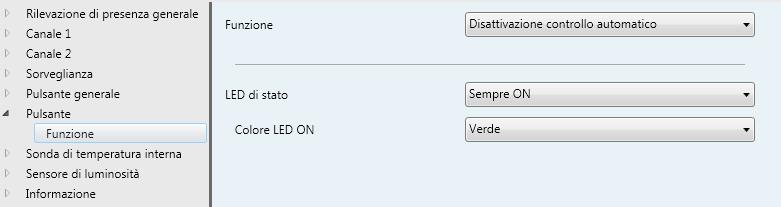 6.14 Disattivazione Modo Automatico Figura 33: Parametro Disattivazione funzioni automatiche Oggetti di comunicazione "Disattivazione Modo Automatico" (tasto singolo) N.