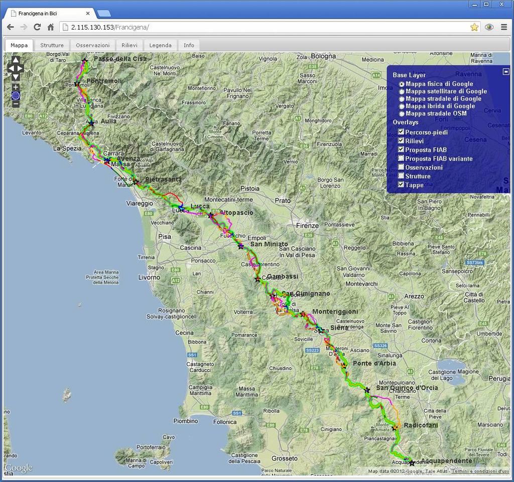 evidenziato in verde l itinerario scelto per le